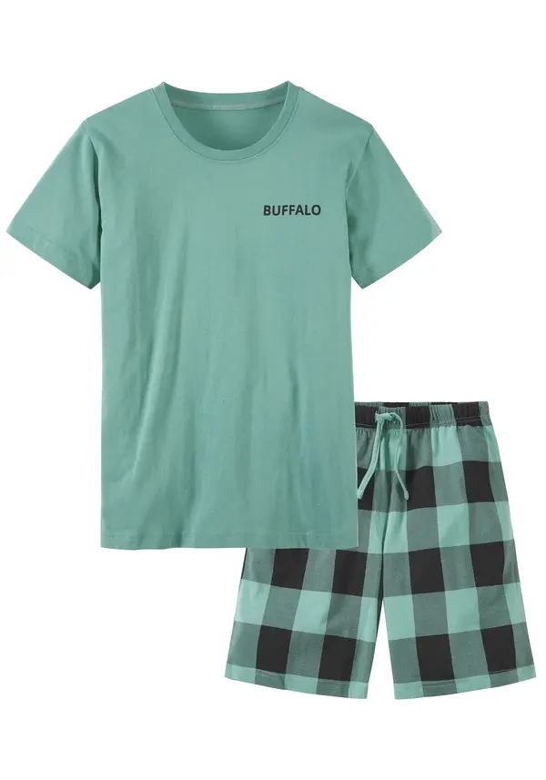 BUFFALO BUFFALO Pidžama set  tirkiz / smaragdno zelena / crna