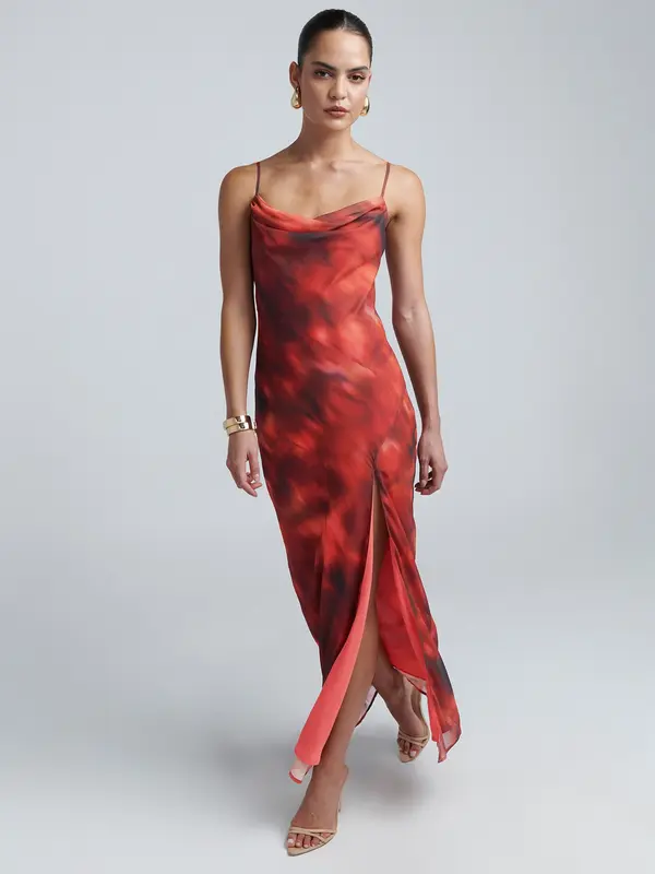 BWLDR BWLDR Haljina 'ALLANA MAXI DRESS'  smeđa / crvena