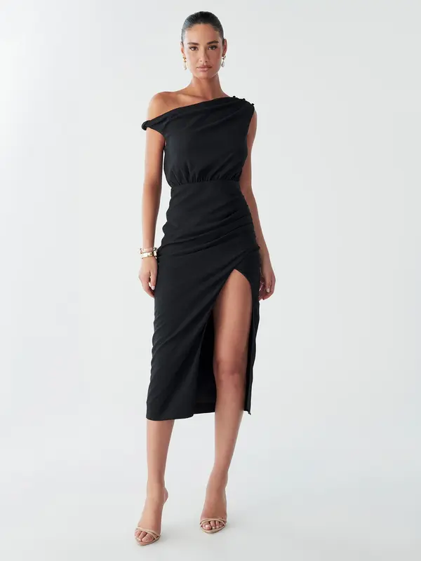 BWLDR BWLDR Haljina 'ASH MIDI DRESS'  crna
