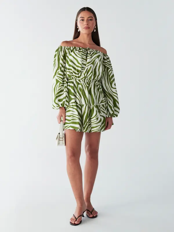 BWLDR BWLDR Haljina 'BRIA MINI DRESS'  maslinasta / bijela