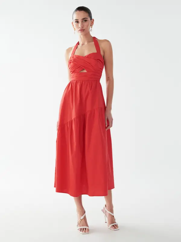 BWLDR BWLDR Haljina 'LANA MIDI DRESS'  tamno narančasta