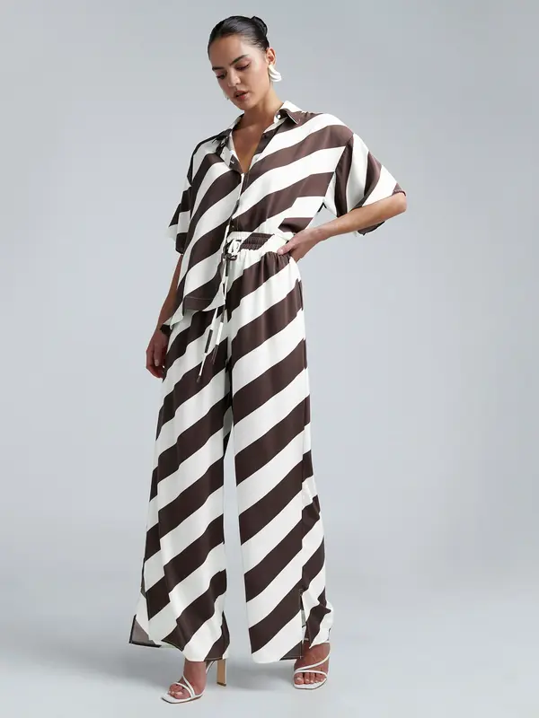 BWLDR BWLDR Hlače 'BARCELONA'  čokolada / bijela