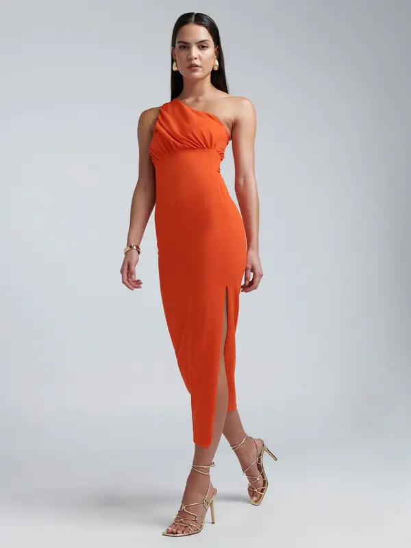 BWLDR BWLDR Koktel haljina 'WALKER MIDI DRESS'  tamno narančasta