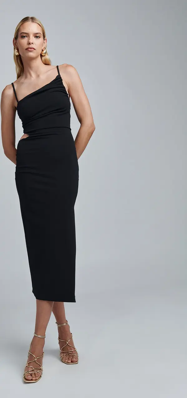 BWLDR BWLDR Večernja haljina 'HALLON MIDI DRESS'  crna