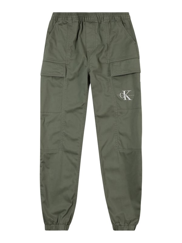 Calvin Klein Jeans Calvin Klein Jeans Hlače 'Essential'  kaki / bijela