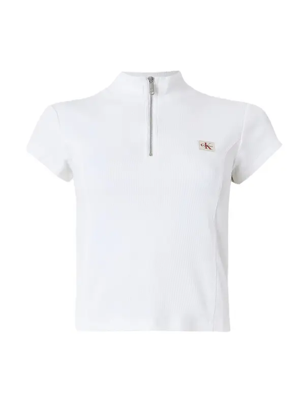 Calvin Klein Jeans Calvin Klein Jeans Majica 'Monologo Quarter-zip'  bijela