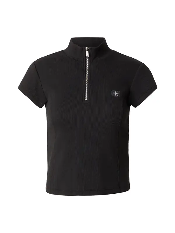 Calvin Klein Jeans Calvin Klein Jeans Majica 'Monologo Quarter-zip'  crna