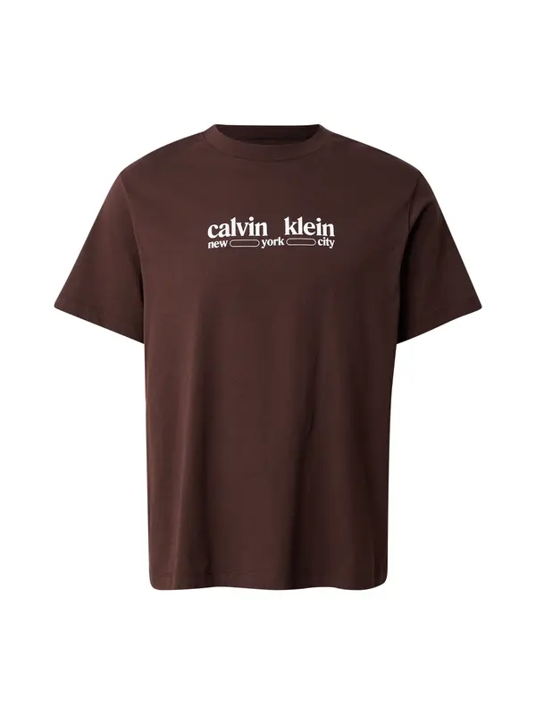 Calvin Klein Jeans Calvin Klein Jeans Majica 'NYC'  smeđa / bijela