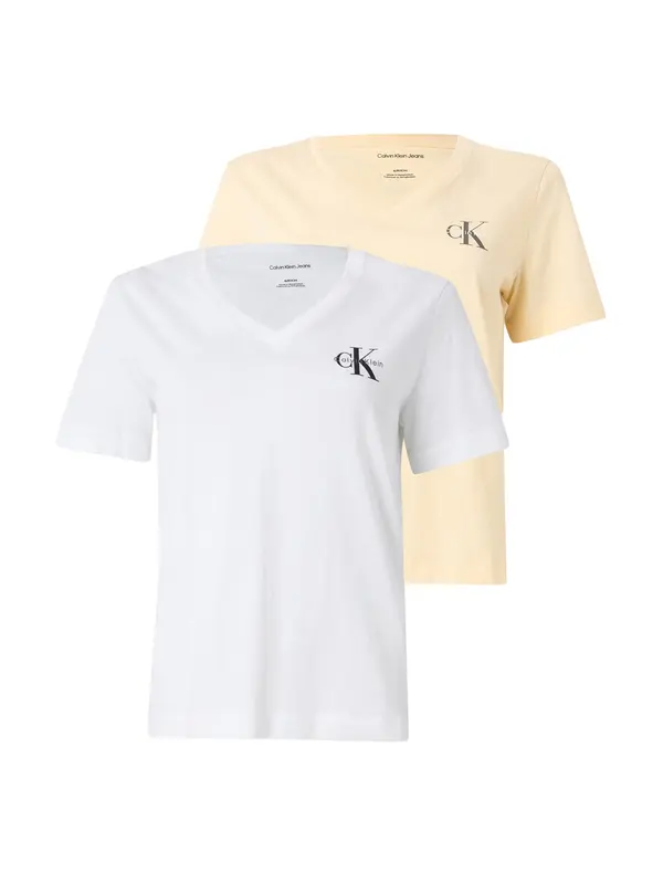Calvin Klein Jeans Calvin Klein Jeans Majica  pastelno žuta / crna / bijela