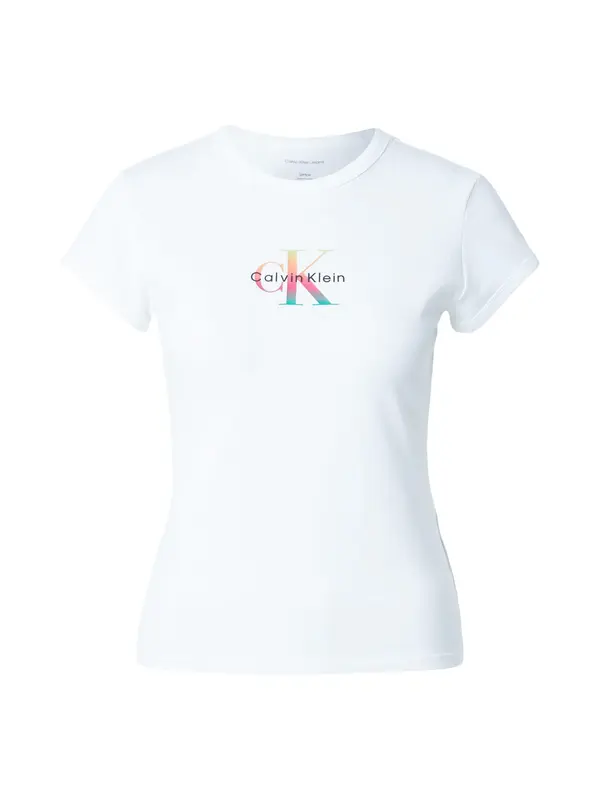 Calvin Klein Jeans Calvin Klein Jeans Majica 'Slim Monogram - Pride'  tirkiz / roza / crna / bijela