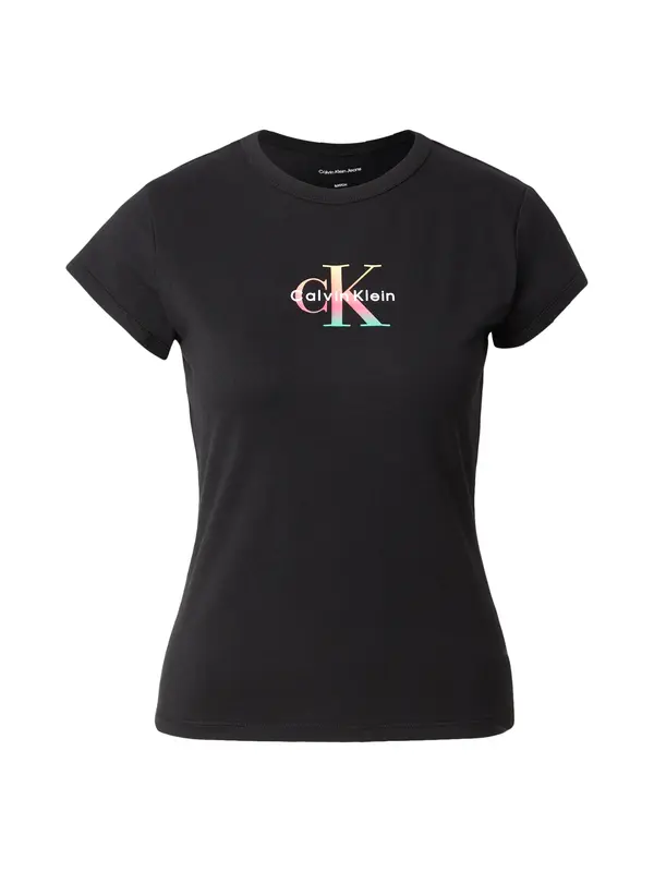 Calvin Klein Jeans Calvin Klein Jeans Majica 'Slim Monogram - Pride'  tirkiz / roza / crna / bijela