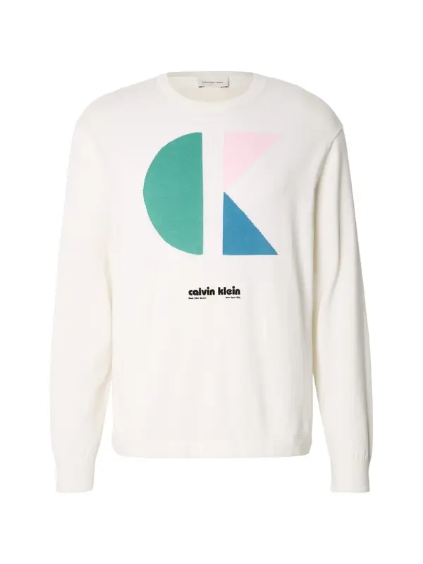 Calvin Klein Jeans Calvin Klein Jeans Pulover  ecru/prljavo bijela / kraljevsko plava / žad / roza
