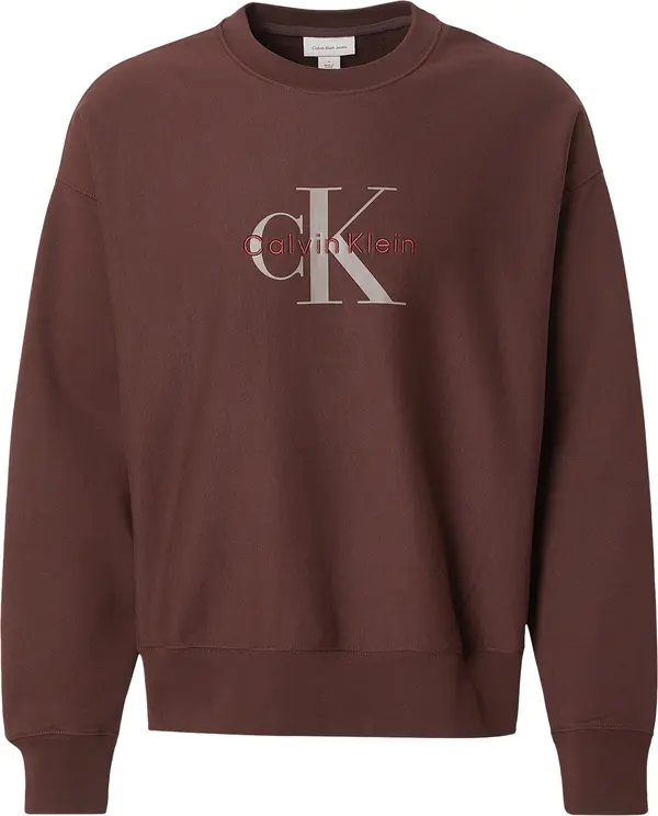 Calvin Klein Jeans Calvin Klein Jeans Sweater majica 'PREMIUM'  bež / smeđa / crvena