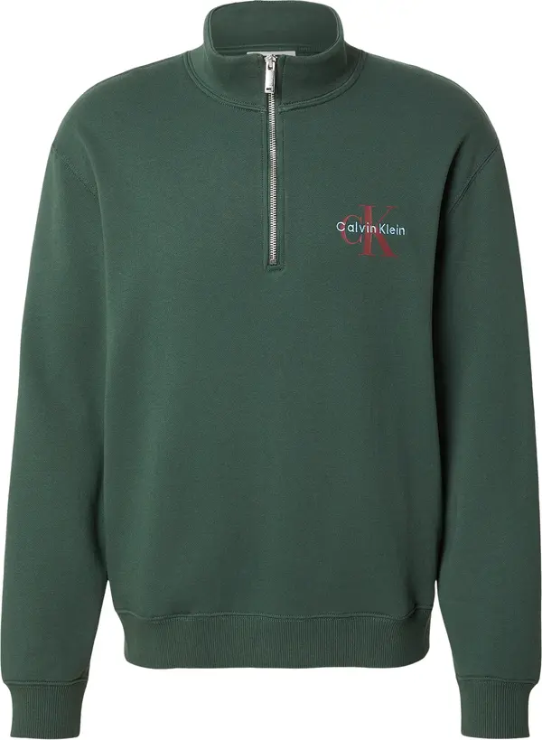 Calvin Klein Jeans Calvin Klein Jeans Sweater majica 'Terry'  tamno zelena