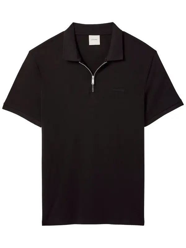 Calvin Klein Calvin Klein Majica 'Slim Fit Quarter-zip'  crna