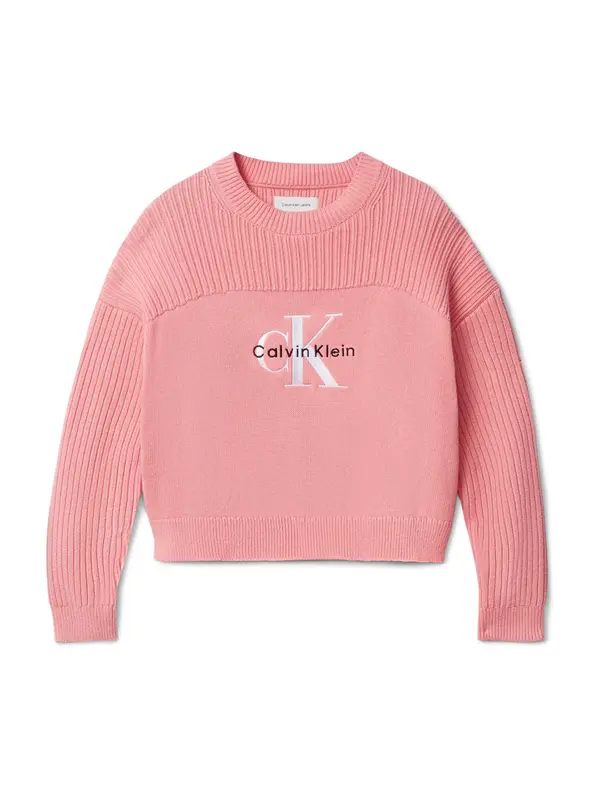 Calvin Klein Calvin Klein Pulover 'Monologo CN'  ružičasta / crna / bijela