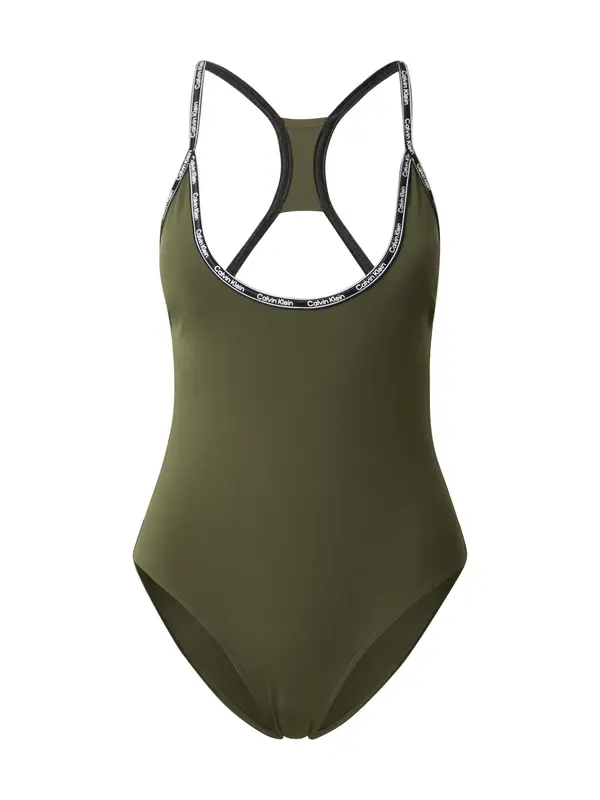 Calvin Klein Swimwear Calvin Klein Swimwear Jednodijelni kupaći kostim  kaki / crna / bijela
