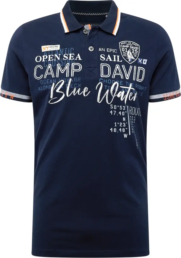 CAMP DAVID CAMP DAVID Majica 'Atlantic Crossing'  plava / morsko plava / svijetlonarančasta / crvena / bijela