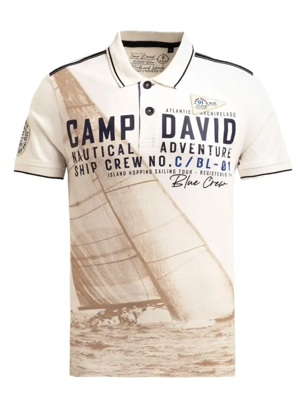 CAMP DAVID CAMP DAVID Majica  boja devine dlake (camel) / crna / bijela