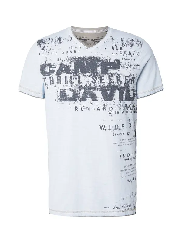 CAMP DAVID CAMP DAVID Majica 'Dune Crusher'  pastelno plava / tamo siva