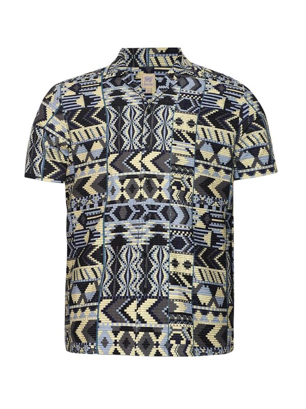 Campus Sutra Campus Sutra Košulja 'Briggs'  sivkasto plava / žuta / siva / crna