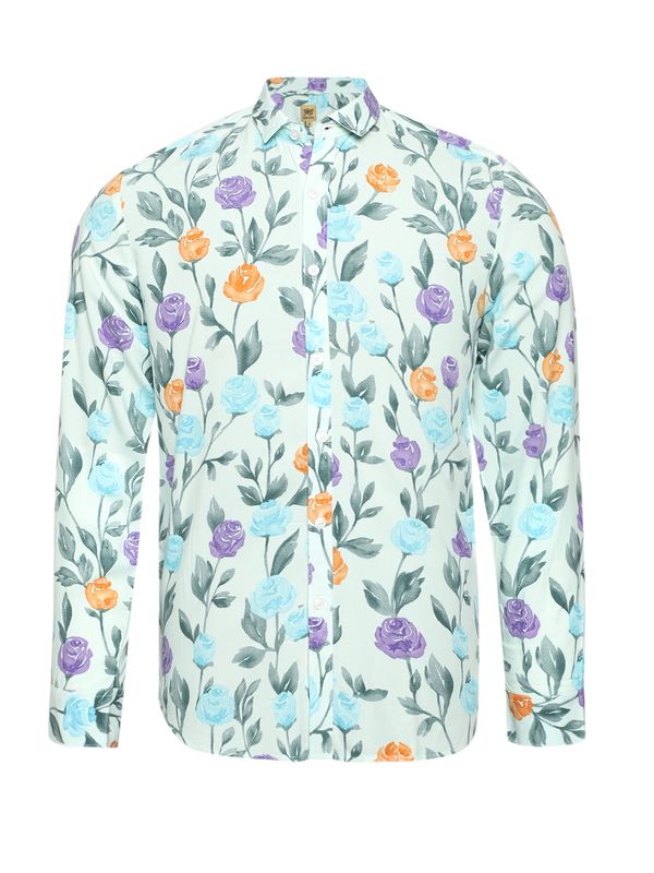 Campus Sutra Campus Sutra Košulja 'Giovanni'  zelena / menta / lila / svijetlonarančasta
