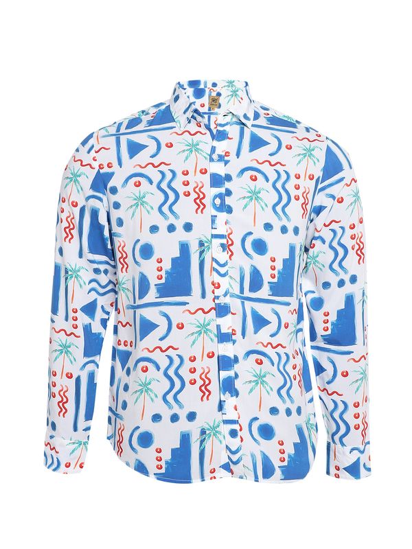 Campus Sutra Campus Sutra Košulja 'Kaleb'  plava / zelena / svijetlocrvena / bijela