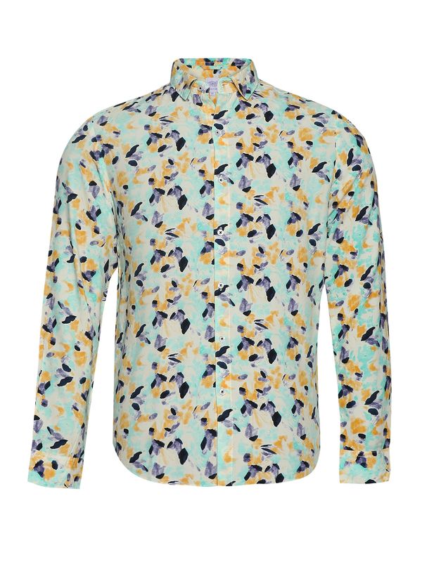 Campus Sutra Campus Sutra Košulja 'Kendrick'  morsko plava / tamno plava / med / svijetložuta / menta