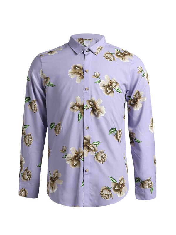 Campus Sutra Campus Sutra Košulja 'Ronan'  bež / zelena / ljubičasta