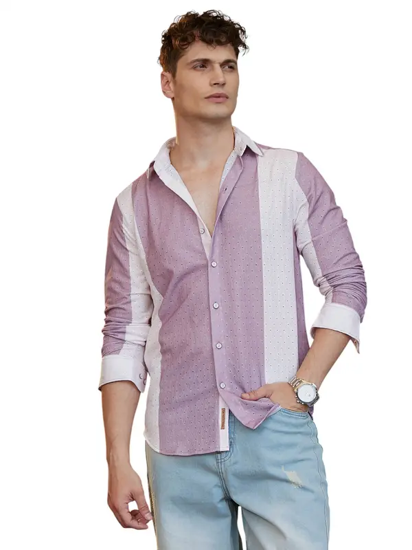 Campus Sutra Campus Sutra Košulja 'Sasha'  sivkasto ljubičasta (mauve) / bijela