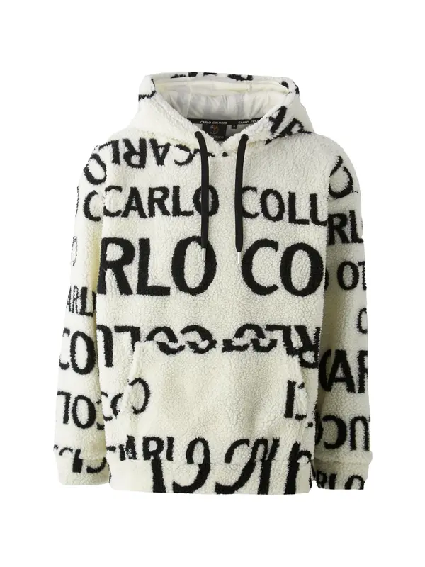 Carlo Colucci Carlo Colucci Sweater majica 'Corazzola'  crna / bijela