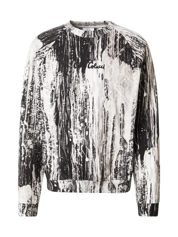 Carlo Colucci Carlo Colucci Sweater majica 'Fauster'  crna / bijela