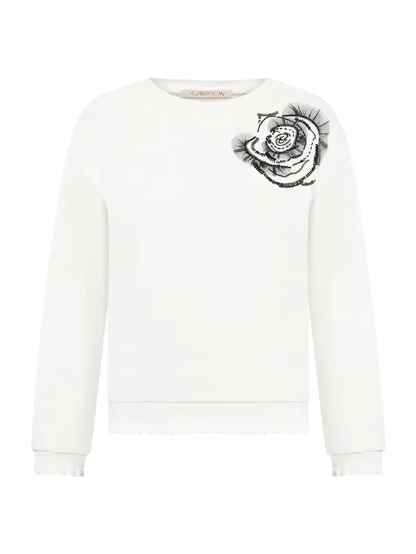 Cartoon Cartoon Sweater majica  ecru/prljavo bijela / crna