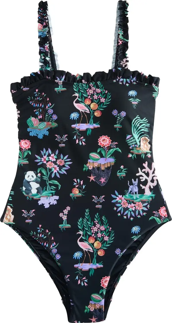 Cath Kidston Cath Kidston Jednodijelni kupaći kostim  zelena / svijetloroza / crna / bijela