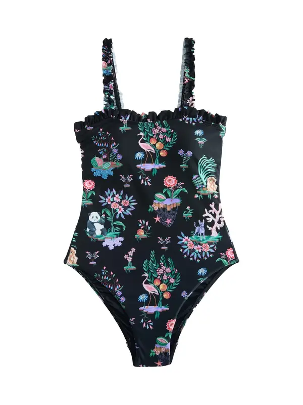 Cath Kidston Cath Kidston Jednodijelni kupaći kostim  zelena / svijetloroza / crna / bijela