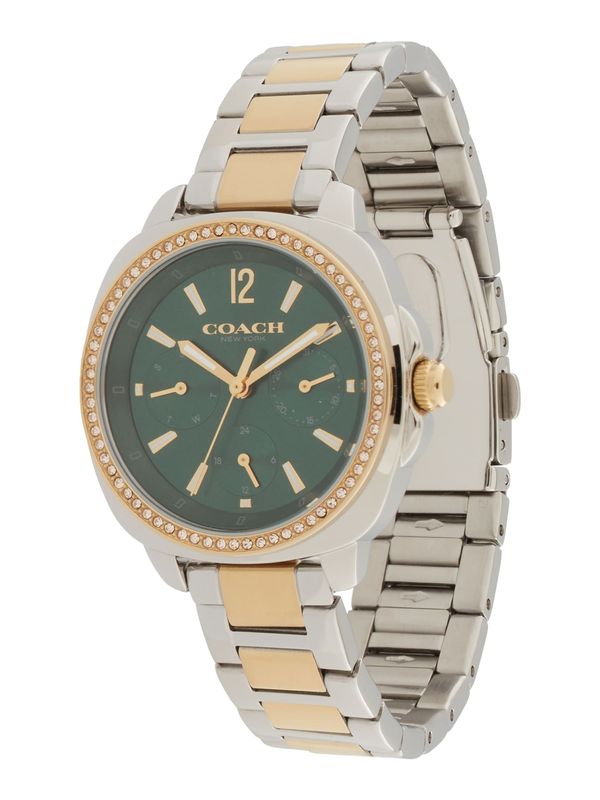 COACH COACH Analogni sat 'Kitt'  zlatna / tamno zelena / srebro