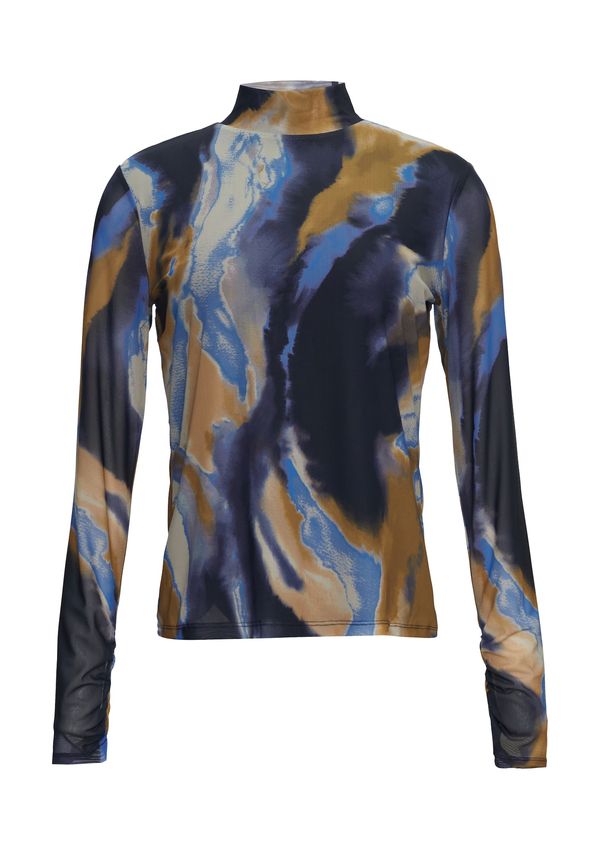 COMMA COMMA Majica  mornarsko plava / azur / svijetlosmeđa / bež siva