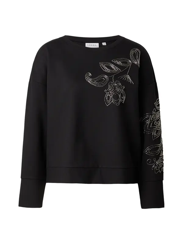 COMMA COMMA Sweater majica  crna / srebro