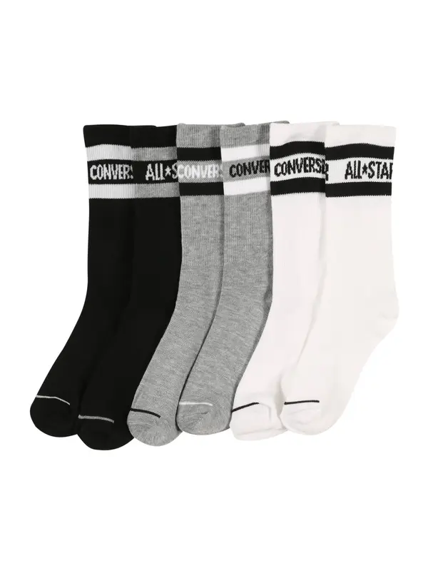 CONVERSE CONVERSE Čarape 'Wordmark Crew'  siva melange / crna / bijela