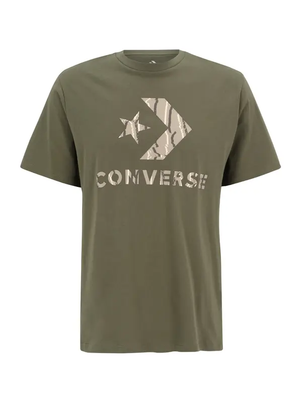 CONVERSE CONVERSE Majica  sivkasto bež / tamno smeđa / maslinasta / bijela