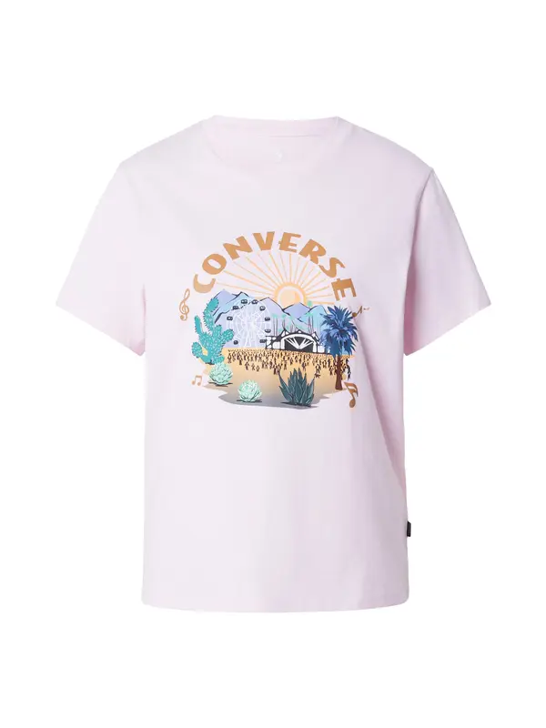 CONVERSE CONVERSE Majica 'SOUNDCHECK'  boja devine dlake (camel) / svijetloljubičasta / rosé / crna