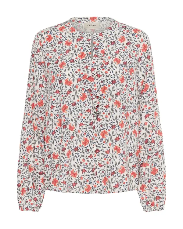 Cream Cream Bluza 'Naomi'  safirno plava / siva / narančasto crvena / prljavo bijela