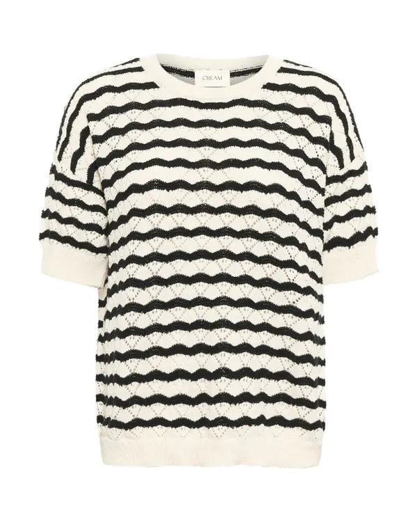 Cream Cream Pulover 'CR Holiday'  crna / bijela