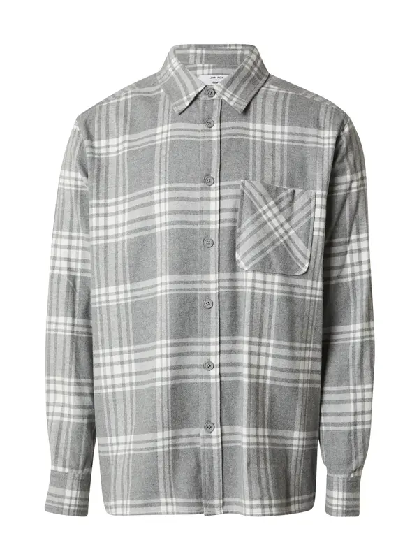 DAN FOX APPAREL DAN FOX APPAREL Košulja 'Janosch'  siva / prljavo bijela