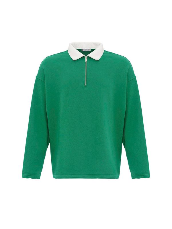 Dandalo Dandalo Sweater majica 'Miguel'  kraljevski zelena / bijela