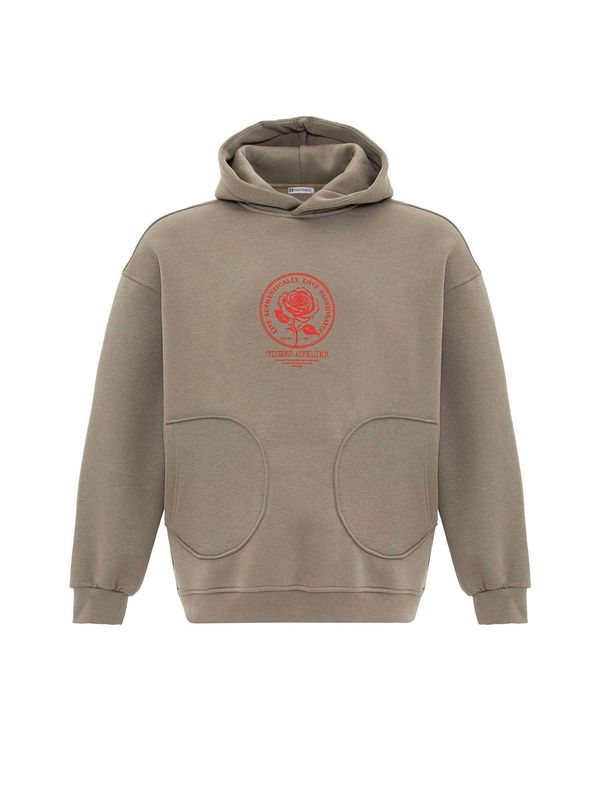 Dandalo Dandalo Sweater majica 'Patrick'  kaki / svijetlo crvena