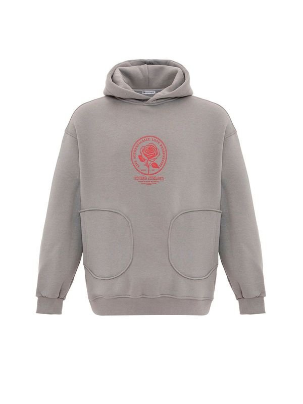 Dandalo Dandalo Sweater majica 'Patrick'  siva / narančasto crvena