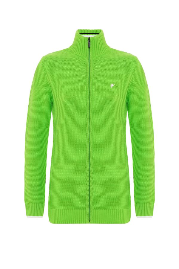 DENIM CULTURE DENIM CULTURE Kardigan 'DINA'  neonsko zelena / bijela