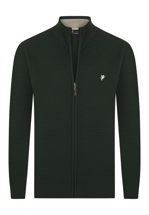 DENIM CULTURE DENIM CULTURE Kardigan 'Sean'  tamno zelena / bijela