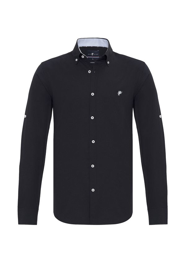 DENIM CULTURE DENIM CULTURE Košulja 'CURTIS'  crna / bijela